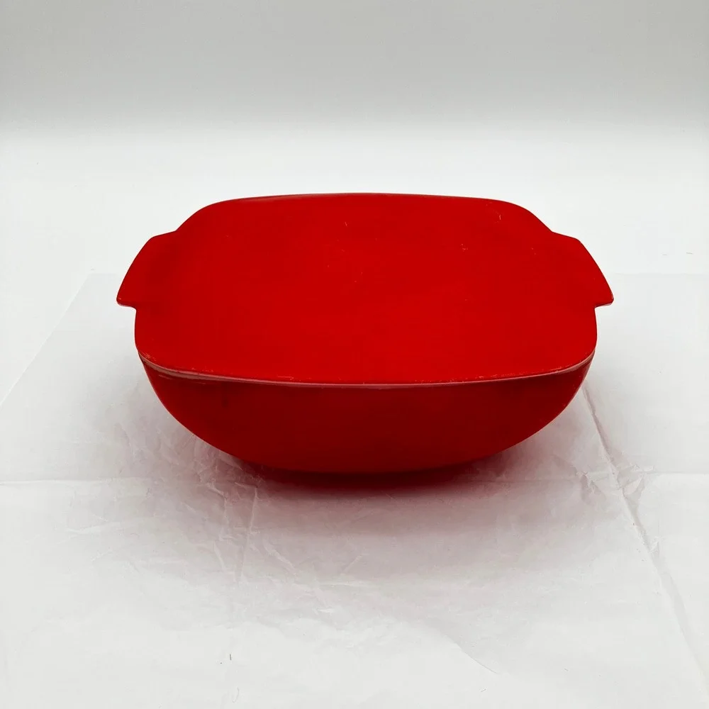 Pyrex Casserole Dish 525 2.5QT Red Vintage Milk Glass Square Lid